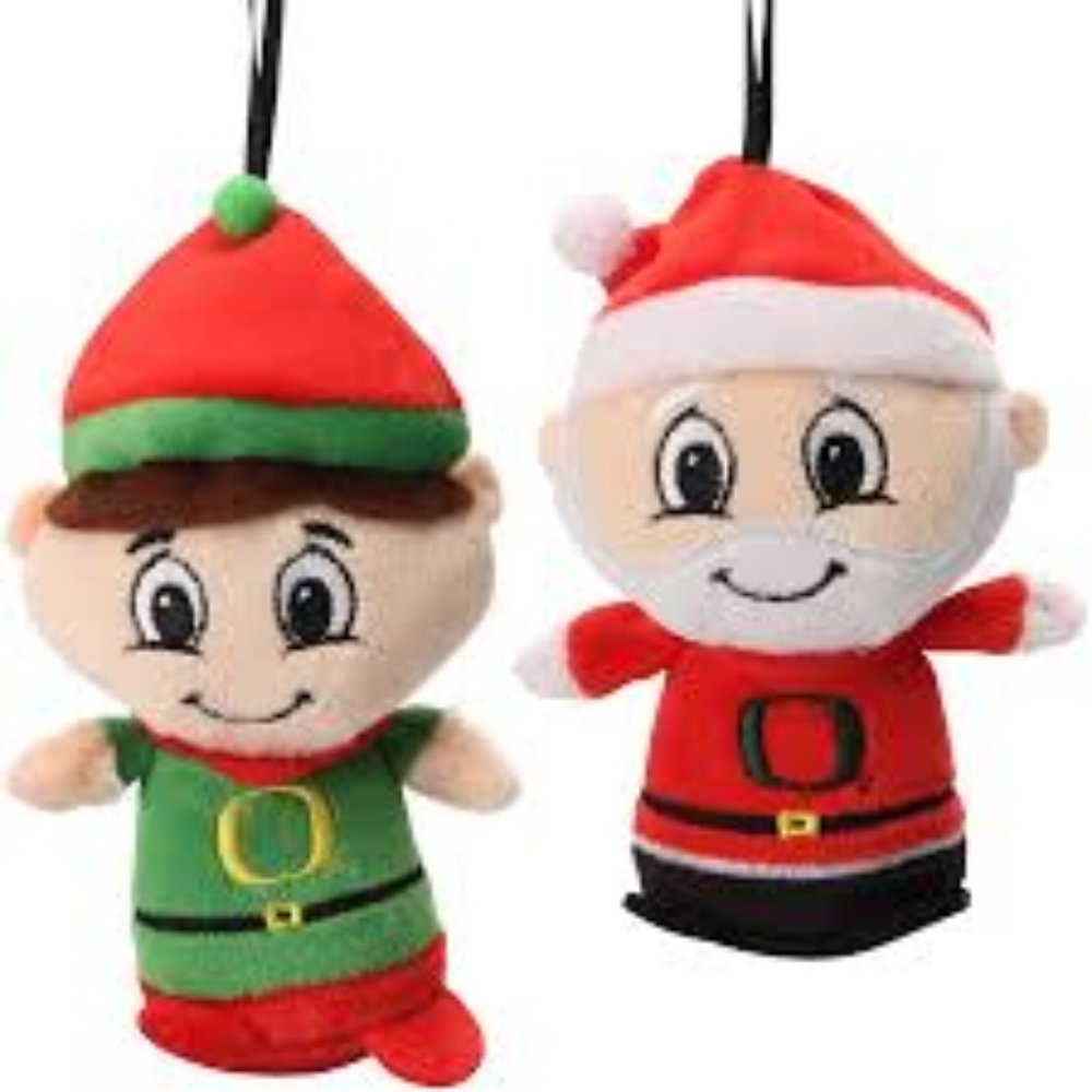 OREGON DUCKS SANTA ELF BEANIE ORNAMENTS NEW